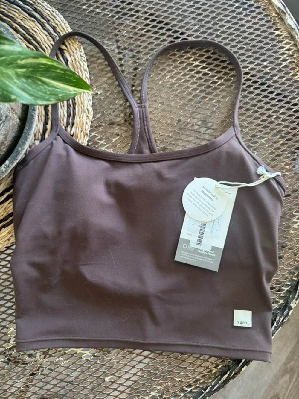 NWT XS Vuori All the Feels T Back Tank Java (Brown)